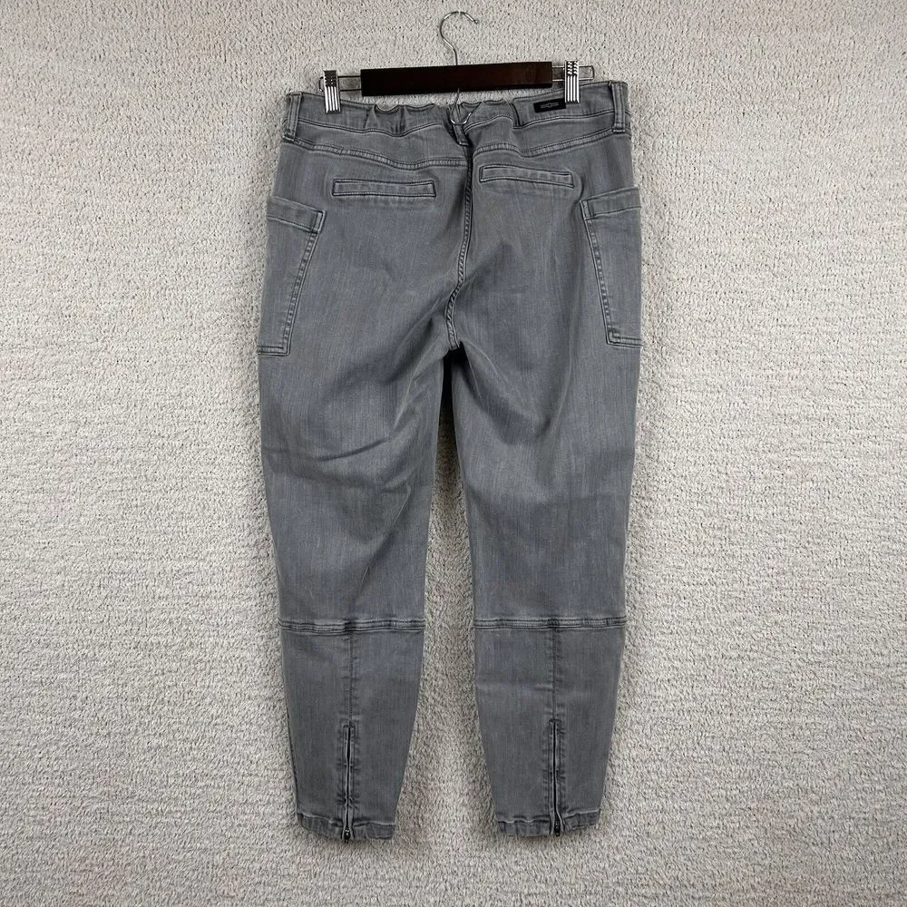 Liverpool Jeans Womens 16/33 Gray Wash Crop Cargo‎ Stretch Mid Rise Zip Ankle